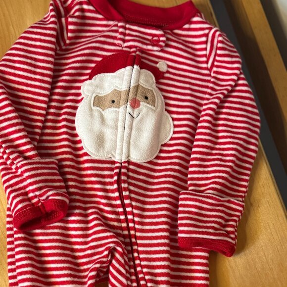 Carter’s Baby Santa Sleeper Pajamas Red Striped Newborn LIKE NEW - Picture 1 of 4